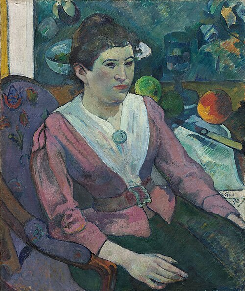Woman in Front of a Still Life by Cezanne by Paul Gauguin
