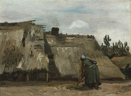A Peasant Woman Digging in Front of Her Cottage by Vincent van Gogh