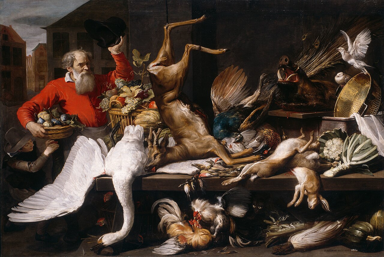 Still Life with Dead Game, Fruits, and Vegetables in a Market by Frans Snyders