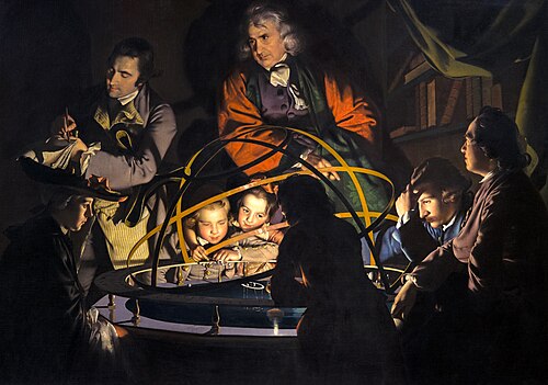 A Philosopher Lecturing on the Orrery by Joseph Wright of Derby
